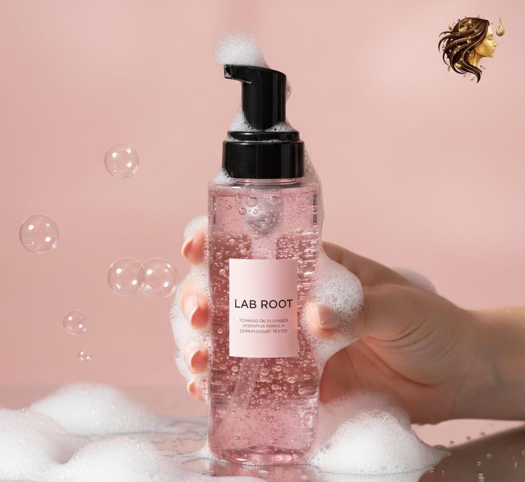 simple face wash bottle with hand