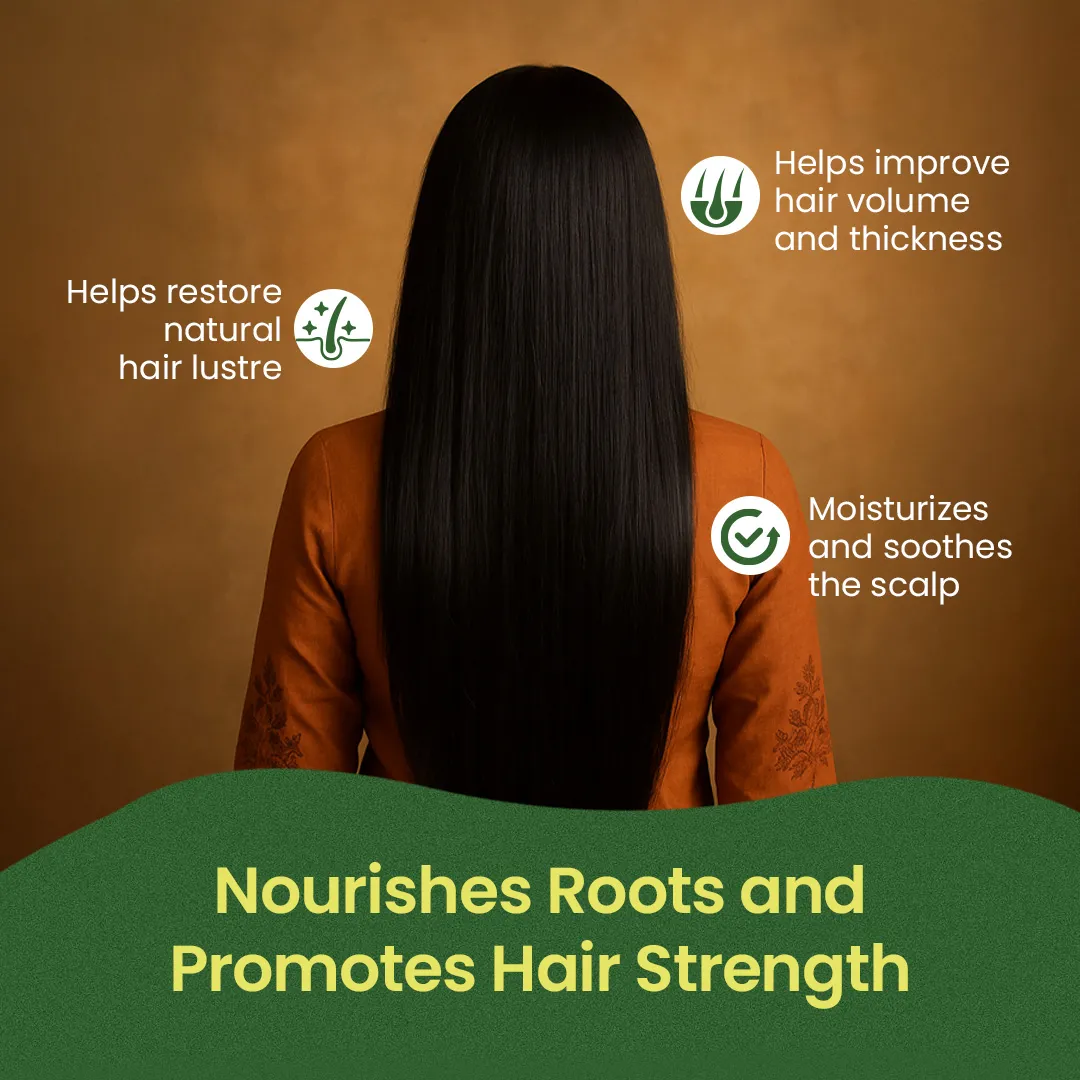 The long hair girl with nourish roots and promotes hair strength